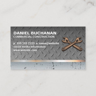 Construction   Wrenches   Steel Metal Pattern Business Card