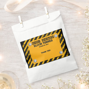 Construction Yellow & Black Baby Shower Favour Bag