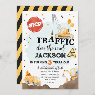 Construction Yellow Dump Truck Boy Birthday Invita Invitation