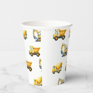 Construction, yellow dump truck cups