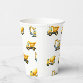 Construction, yellow dump truck cups