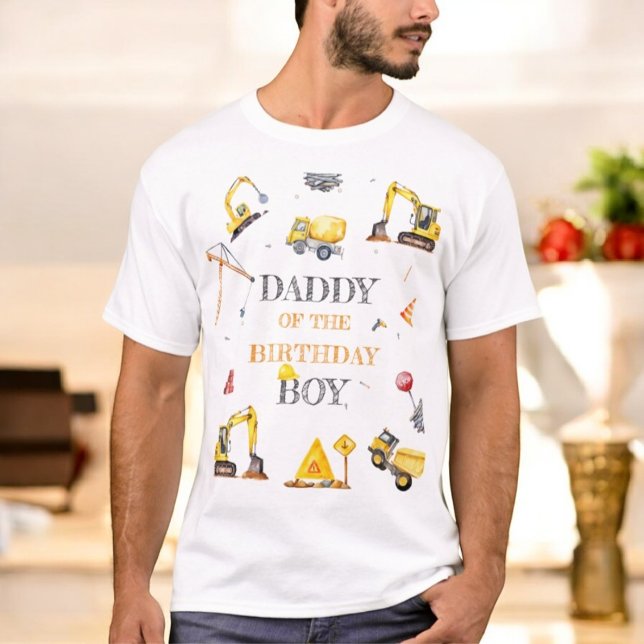 Construction Yellow Theme Boy Birthday Party Daddy T-Shirt (Creator Uploaded)