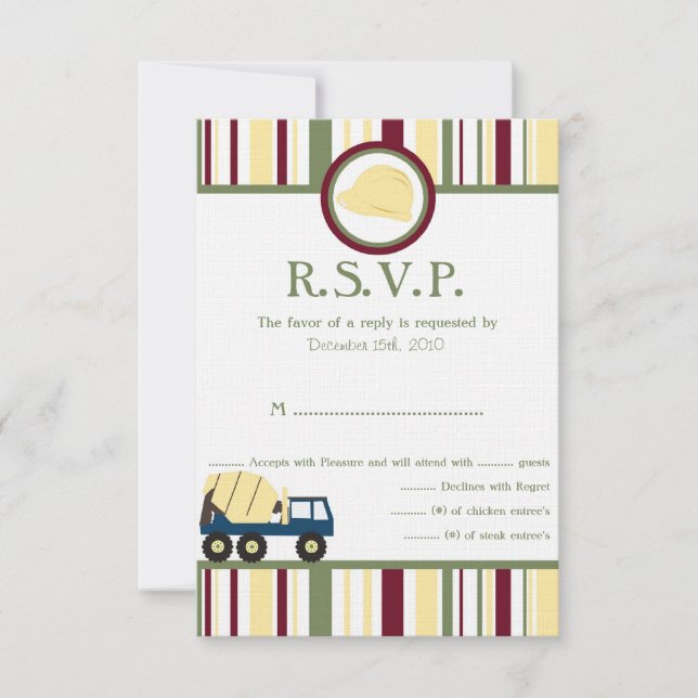 Construction Zone Baby Shower RSVP Card (Front)