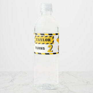 Construction Zone Birthday Water Bottle Water Bottle Label