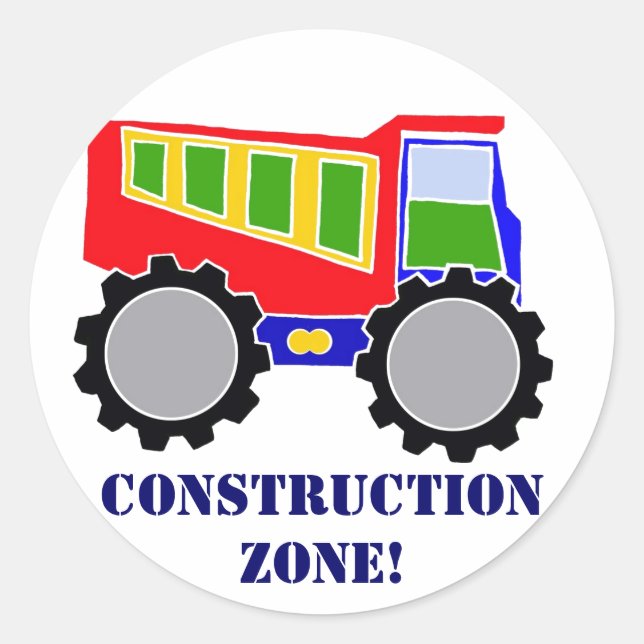 Construction Zone Classic Round Sticker (Front)
