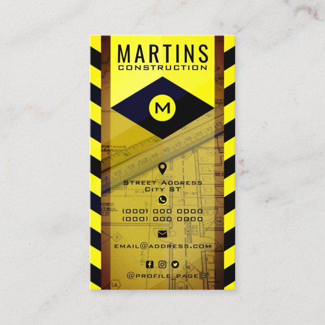 Construction zone inspired  business card (Front)