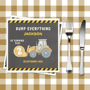 "Construction Zone Party – Dump Truck 2nd Birthday Napkin