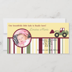Construction Zone Photo Birth Announcement