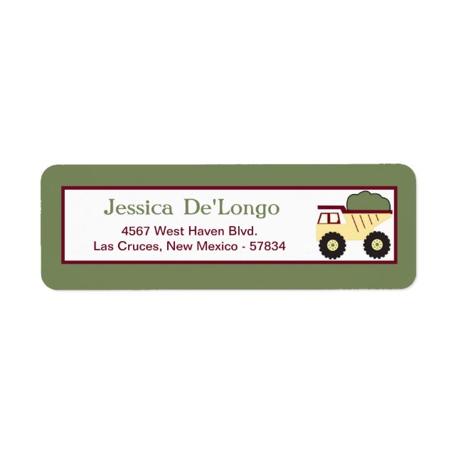 Construction Zone Return Address Label (Front)