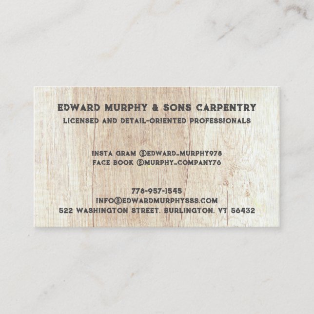 Constructions Carpentry Business Card (Front)
