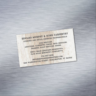 Constructions Carpentry Magnetic Business Card