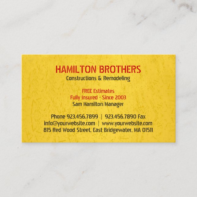 Constructions Handyman Business Card (Front)