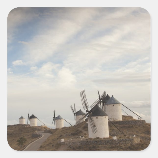 Consuegra, antique La Mancha windmills Square Sticker (Front)