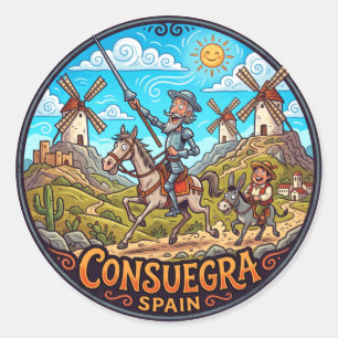 Consuegra Windmills and Don Quixote Spain Classic Round Sticker