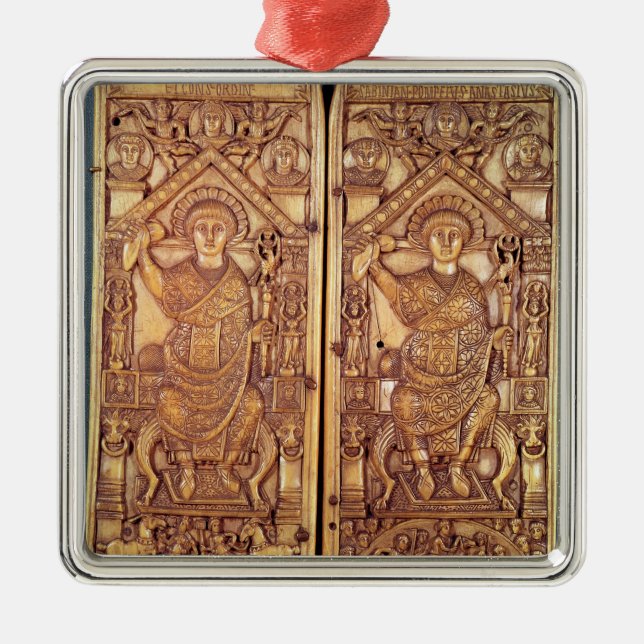 Consular diptych Anastasius  carved Metal Tree Decoration (Front)