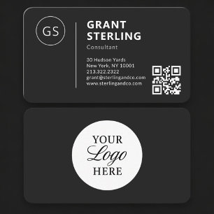 Consultant Black Logo QR Code Professional Business Card