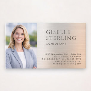 Consultant Photo Brushed Metal Business Card