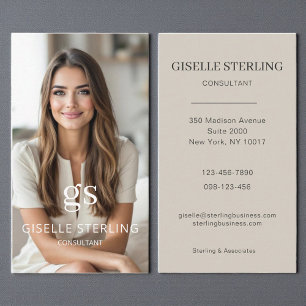 Consultant Photo Taupe Beige Professional Business Card
