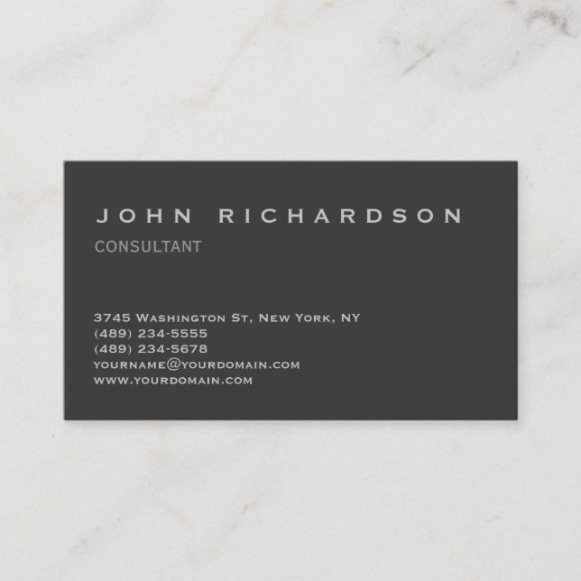 Consultant Professional Elegant Grey Business Card (Front)