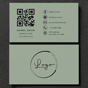 Consultant Sage Green Logo QR Code  Business Card
