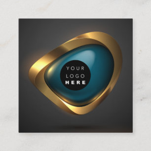 Consulting Gold Teal Grey Abstract Logo Modern  Square Business Card