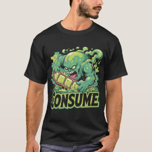Consume Monster Eating Phone Funny Social Commenta T-Shirt