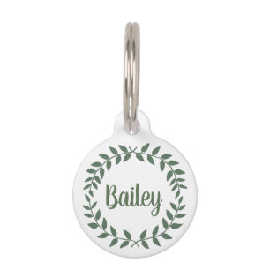 Contact Info & Script Name Sage Green Wreath Pet Tag