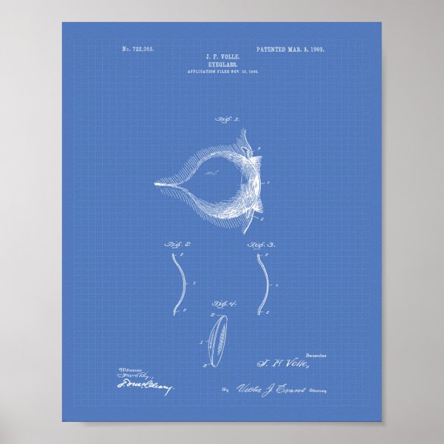 Contact lens 1903 Patent Art Blueprint Poster (Front)