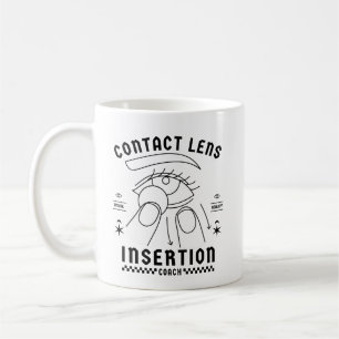 Contact lens insertion coach coffee mug