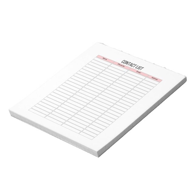 Contact List Planner Notepad (Rotated)