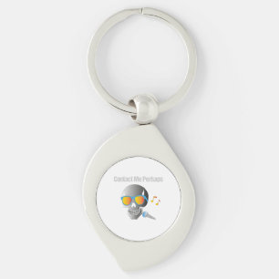 Contact Me Perhaps Edgy Skull Mic Graphic Key Ring