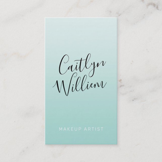 CONTACT modern chic pretty ombre mint green black Business Card (Front)