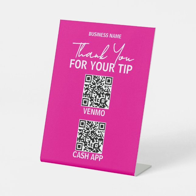 Contactless QR Code Payment Sign for Tips (Front)