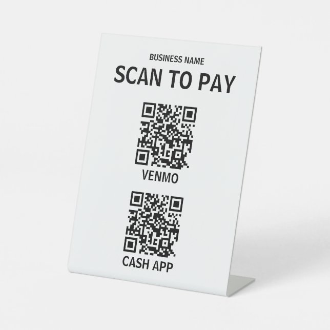 Contactless QR Code Payment Sign, Modern Pedestal Sign (Front)