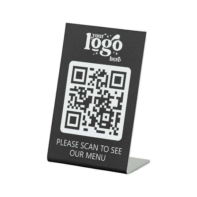 Contactless  QR Code Restaurant Menu With Logo Pedestal Sign (Creator Uploaded)