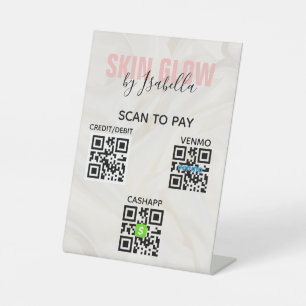 Contactless QR Code Scan to Pay Pink Pedestal Sign