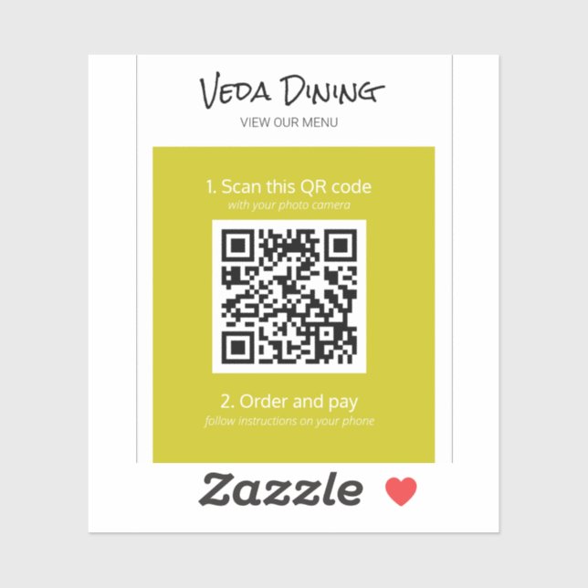 Contactless Restaurant Menu Scan Order QR Code (Sheet)