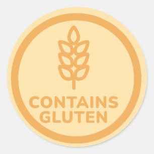 Contain Gluten Allergy Warning Celiac   Classic Round Sticker