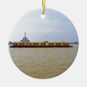 Container Barge Ceramic Ornament