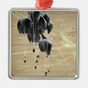 Container delivery system bundles parachute metal tree decoration