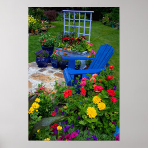 Container Garden design with blue chair in our Poster