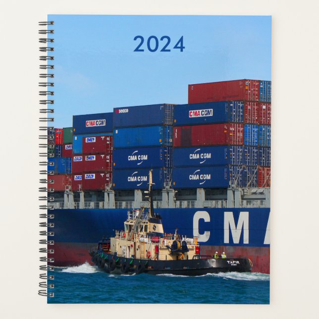 Container ship and tug year planner 2024 (Front)