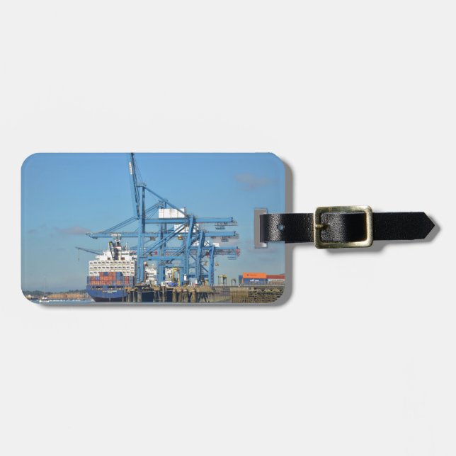 Container Ship Dock Luggage Tag (Front Horizontal)