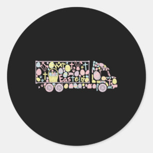 Container Truck Bunny Easter Egg Easter Day Boys M Classic Round Sticker