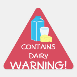 Contains Dairy Milk Cheese Food Allergy Warning Triangle Sticker