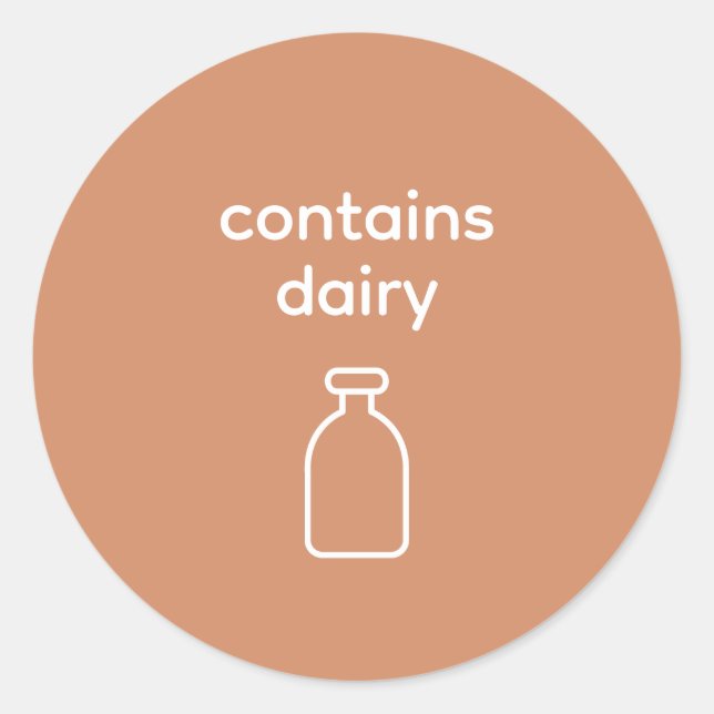 Contains Dairy – Terracotta Round Ingredient Label (Front)