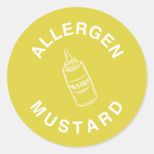 "Contains Mustard" Food Allergy Warning Classic Round Sticker