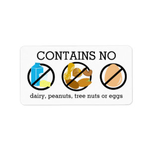 Contains No Dairy Nuts or Eggs Allergens Alert Label
