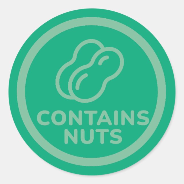 Contains Nuts Allergy Warning Peanut Cashew Bakery Classic Round Sticker (Front)