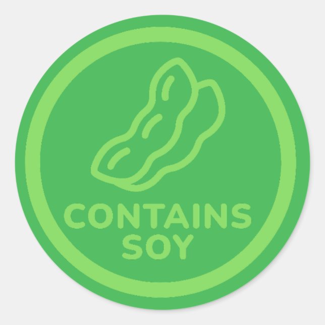 Contains Soy Warning Allergy Food   Classic Round Sticker (Front)